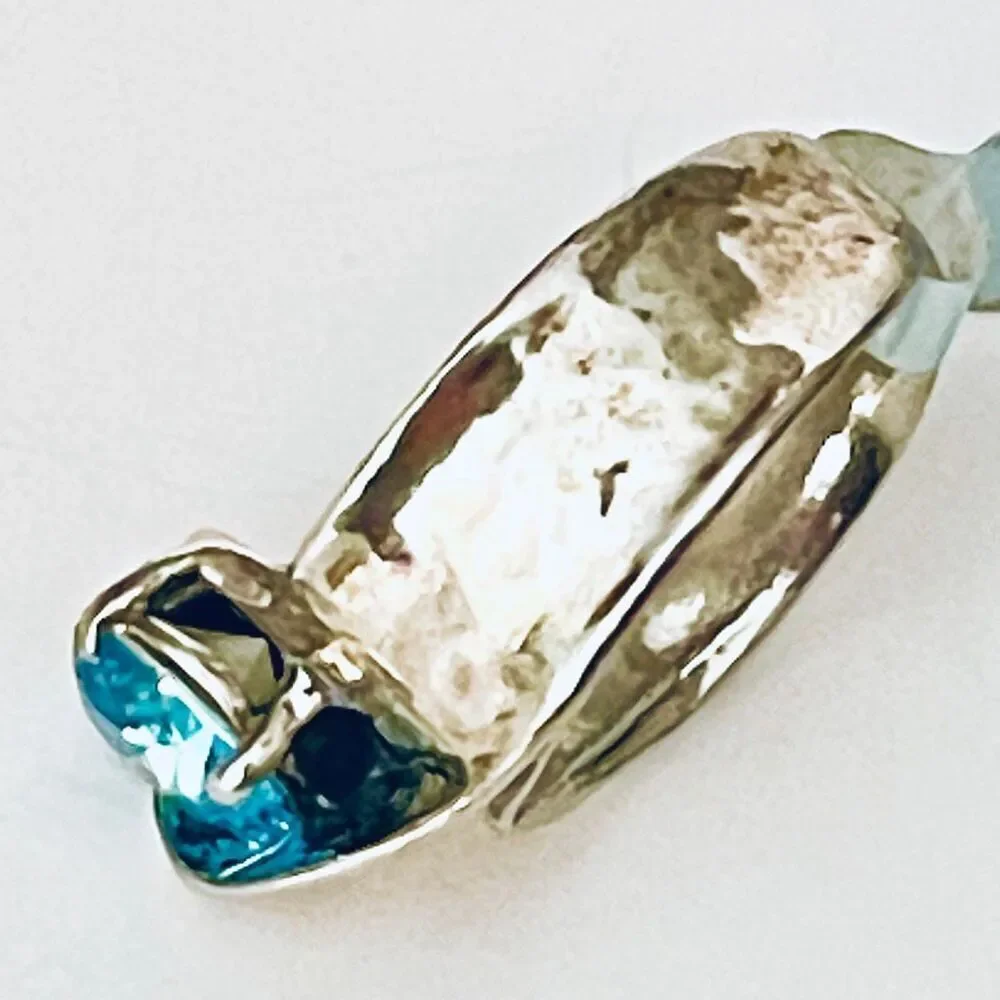 NWT Gorgeous Sz 7 Made in Israel .925 Sterling Silver Thick Blue Stone Ring